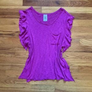 We The Free Magenta Flutter Sleeve Tank Top Size S Boho Preppy Summer